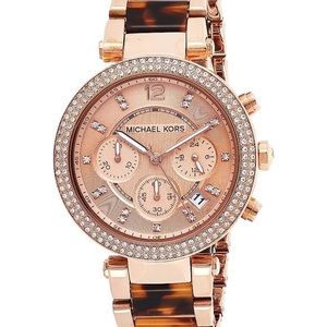 Michael Kors Rose Gold & Tortoise Shell Watch
